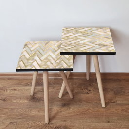 Hanah Home Juego de Mesas Nido Gris y Oro